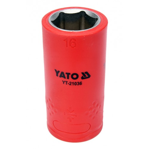 Головка торцевая 1/2" диэлектрическая VDE,6-гранная,16мм, длина 55мм. YATO YT-21036