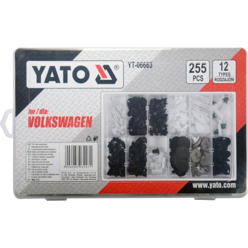 Набор автомобильного крепежа для VOLKSWAGEN 255шт YATO YT-06663