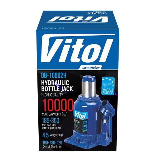 Домкрат бутылочный 10 тонн 185мм -350мм VITOL (DB-10002H)