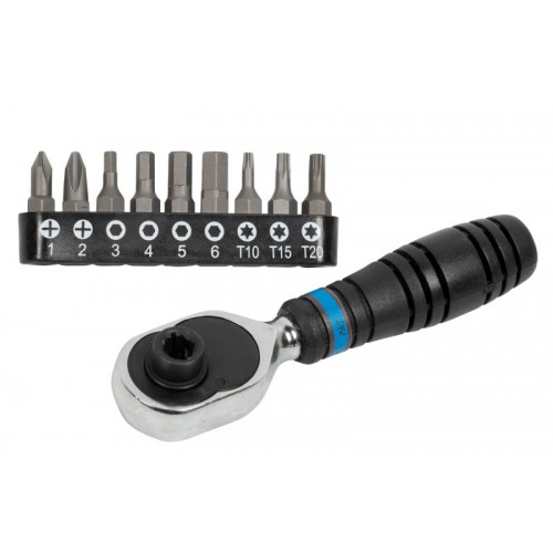 Набор вставок (бит) с трещоткой 1/4", TORX, HEX, PH, 10 пр KING TONY 1001MR