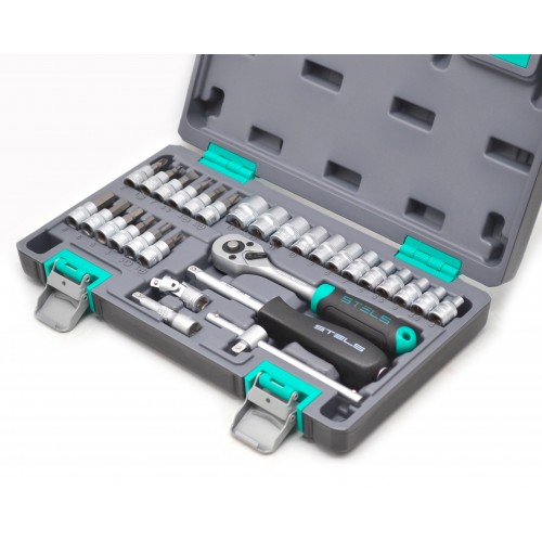 Набор инструмента, 1/4", CrV, пластиковый кейс 29 предм.// STELS 14100