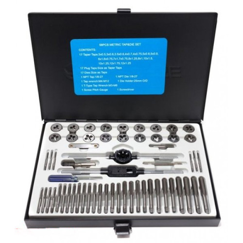 Набор метчиков и плашек (М3–М12),58 предметов. JBC-M058-1