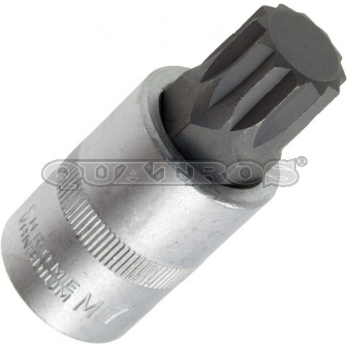 Бита SPLINE M17 впрессованная в головку 1/2" QUATROS QS50515
