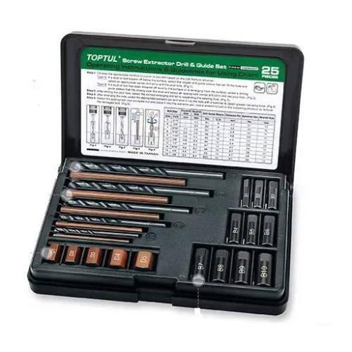 Набор для демонтажа сломанных болтов и шпилек,M5–M16 (3/16"–5/8"),25 предметов. TOPTUL JGEW2501