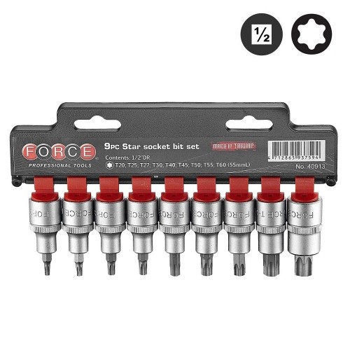 Набор бит Torx в головке 1/2", 9 пр., L=55 мм FORCE