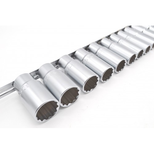 Набор головок длинных 12-гр. 1/2" 15ед. от 8 до 32мм (на планке) TOPTUL GAAQ1607U-12