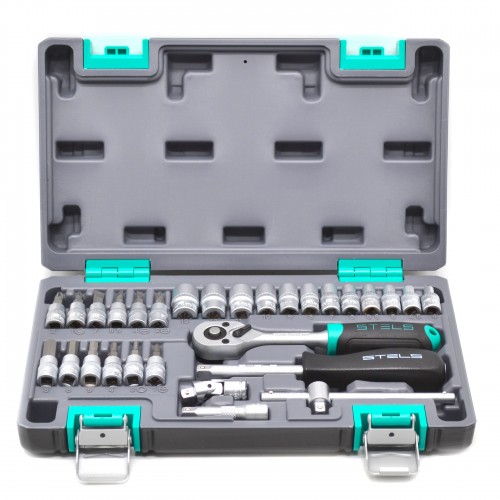 Набор инструмента, 1/4", CrV, пластиковый кейс 29 предм.// STELS 14100