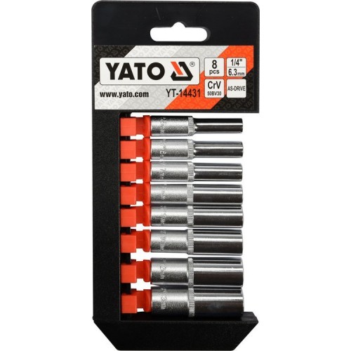 Набор торцевых головок высоких на планке 1/4", 5.5 - 13мм YATO YT-14431
