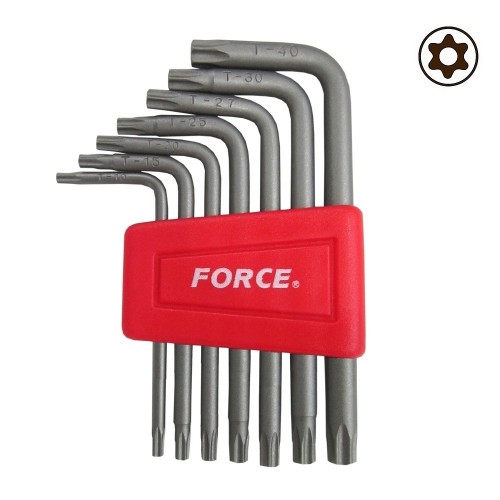 Набор ключей с отверстием Torx Г-образных 7 пр. (Т10-Т40) FORCE