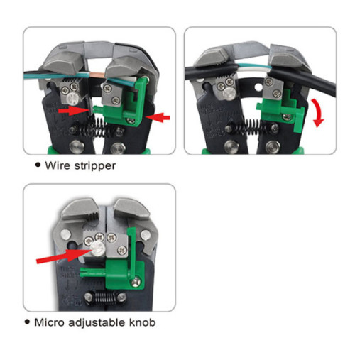 Кліщі посилені для обтиску клем і зняття ізоляції (стріпер-кримпер) 205мм.TOPTUL DKAA2226