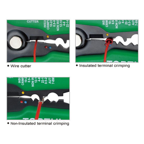 Кліщі посилені для обтиску клем і зняття ізоляції (стріпер-кримпер) 205мм.TOPTUL DKAA2226