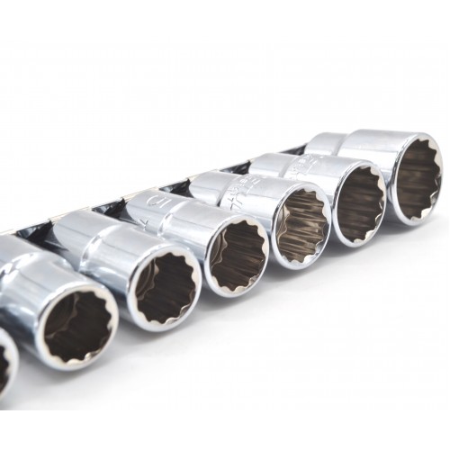 Набор головок 12-гр. 1/2" 11ед. 8~15,17,19,22мм (на планке) TOPTUL GAAQ1601U-12