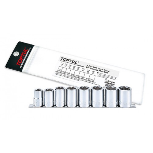 Набір головок Torx Plus EP 1/2" (EP18–EP32),8 головок на планці. TOPTUL GAAG0810