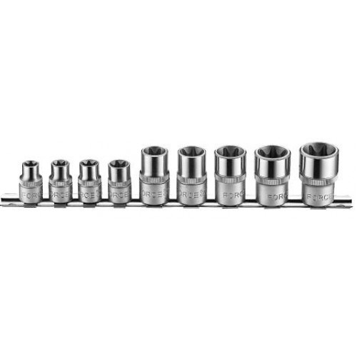 Набор головок E-профиль TORX E10-E24,квадрат 3/8"-1/2", 9шт. FORCE 4095 F