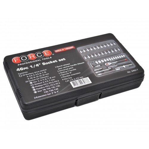 Набор головок 1/4" 4-14мм. и насадок 46ед.Surface drive ( FORCE 2462-7 F