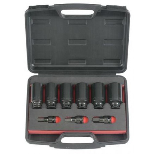 Набор глубоких ударных 12-гранных головок и бит HEX 1/2",длина 85мм,9 предметов. FORCE 40912 F