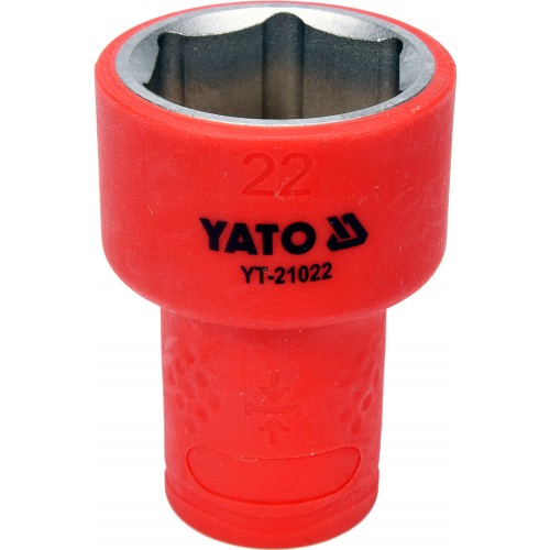 Головка торцевая диэлектрическая 6-гранная YATO : квадрат 3/8", М= 22 мм, L= 45/28 мм,VDE корпус до 1000V