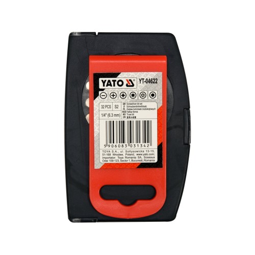 Набір біт YATO з тримачем 1/4", SL, PH, PZ, Torx, HEX ,сталь S2 - 32 шт. YT-04622
