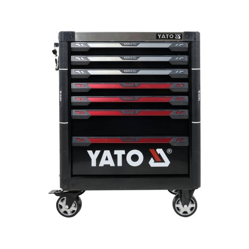 Тележка для инструментов YATO с 7 шуфлядами, 977x 725x 480 мм, 2 ключа, 4 колеса с тормозами YT-09032