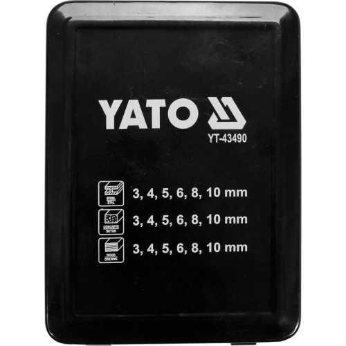 Набор сверл по металлу, бетону, дереву YATO, Ø= 3-10 мм, 18 шт. YATO YT-43490