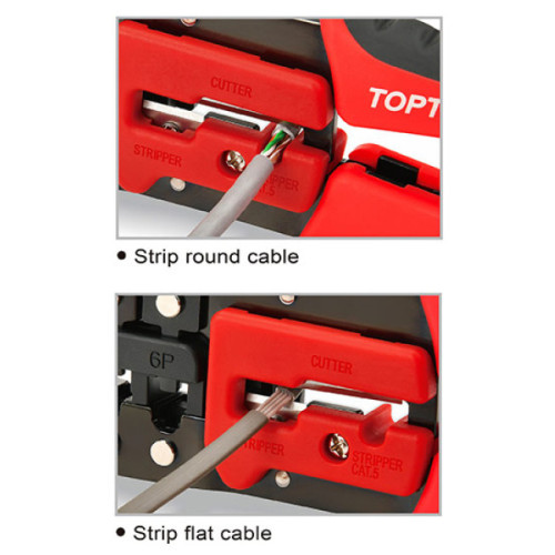 Кліщі для обтиску і зачистки проводів RJ11/RJ12/RJ45 тріскачкові, 203мм. TOPTUL DKAC2420