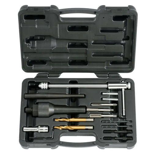 Набор инструментов для извлечения свечей накаливания и восстановления резьбы,16 предметов. Force 916G3 F