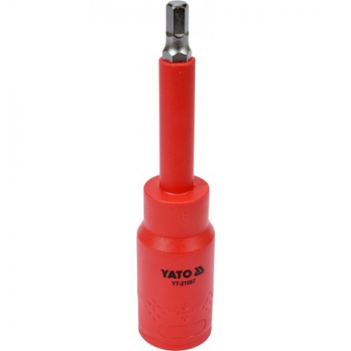Насадка торцева діелектрична HEX YATO: квадрат 1/2", М = 6 мм, L = 120 мм, VDE корпус до 1000В.