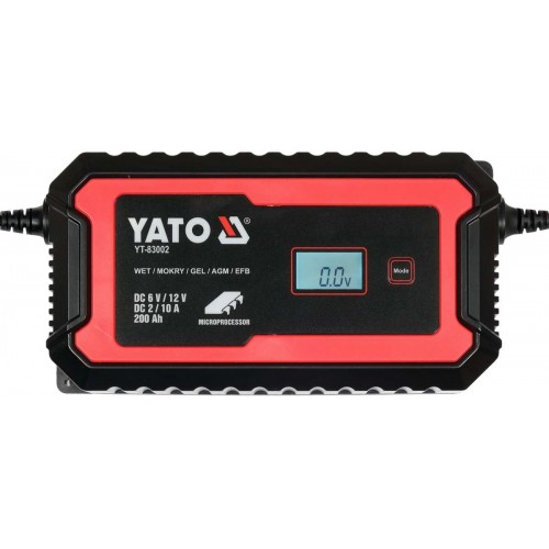Зарядное устройство с LCD дисплеем 230В YATO к аккумуляторам 6V-2А 12V-10А, макс. 240A/Год YT-83002