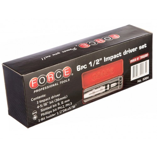 Отвёртка ударная + 4 насадки FORCE 5064 F