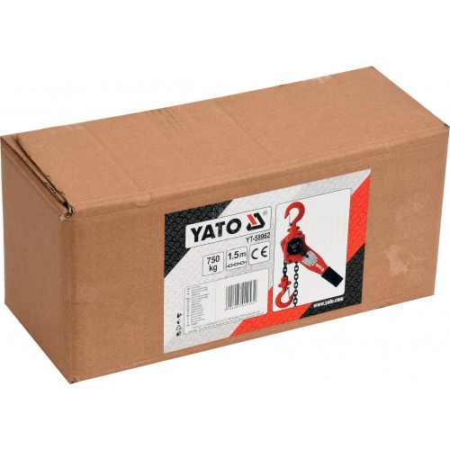 Таль цепная рычажная H= 1.5 м, F= 750 кг YATO YT-58962