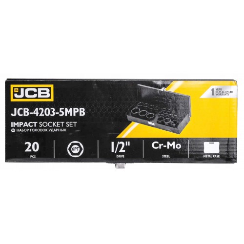 Набор ударных головок 20 ед. 1/2" (6-гр.) (8-32 мм) JCB Tools JCB-8081-5MPB