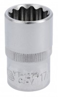 Головка торцева коротка 12-гранна, квадрат 1/2",17мм, довжина 38мм. YATO YT-1279