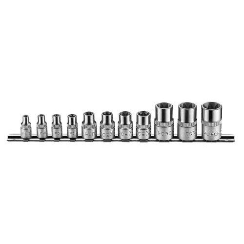 Набор головок E-профиль TORX E5-E20,квадрат 1/4"-1/2",11шт. FORCE 4113 F