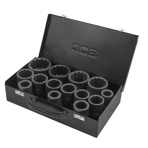 Набір головок ударних глибоких 14 од. 1'' (12-гр.) (22-60 мм) JCB Tools JCB-8152-9MPB