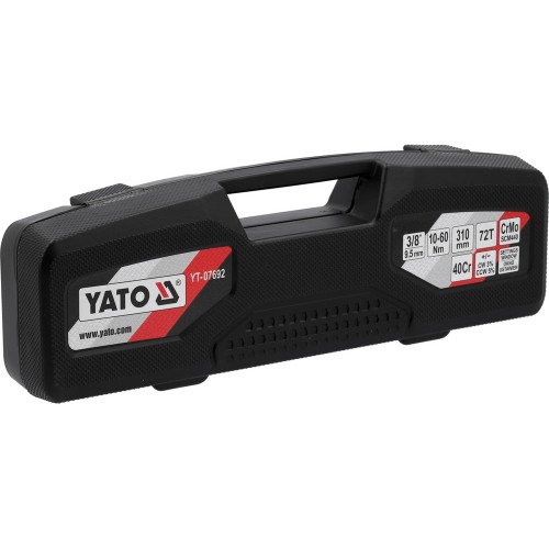 Ключ динамометрический YATO: квадрат 3/8", F=10-60 Нм, L=310 мм YT-07692