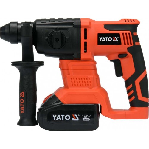 Перфоратор акумуляторний SDS+ YATO : Li-Ion 18 В, 3 Агод, J=2 Дж, Ø≤18 мм (бетон) з зарядним пристроєм