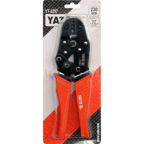 Клещи для зачистки и обжима проводов 1,5–10мм² (220мм). YATO YT-2297