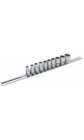 Набор дюймовых 12-гранных головок 1/4",10 предметов на планке. TOPTUL GAAQ0810D-12