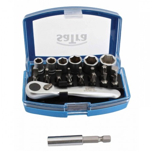 Набор бит и головок 24 ед. с трещеткой 1/4", S-R24BS SATRA