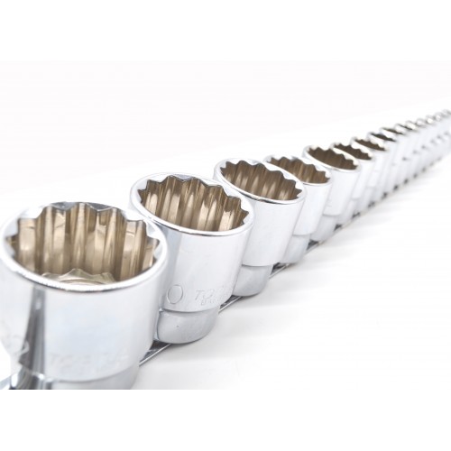 Набор головок 12-гр. 1/2" 15ед. от 8 до 32мм (на планке) TOPTUL GAAQ1603U-12