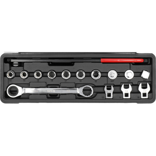 Набор инструментов для натяжения ремней двигателя,15 предметов. YATO YT-06279