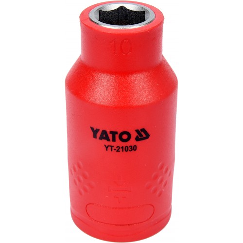 Головка торцевая диэлектрическая 6-гранная YATO : квадрат 1/2", М= 10 мм, L= 55/38 мм,VDE корпус до 1000V