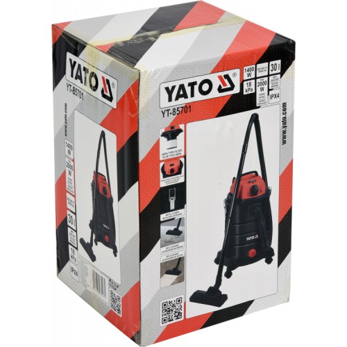 Промышленный пылесос YATO : 1400 Вт, емкость- 30 л YT-85701