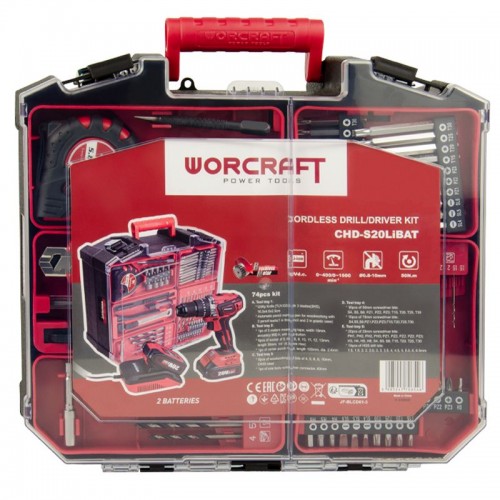 Шуруповерт аккумуляторный 50 Нм, 0,8–10 мм, 0–400/0–1600 об/мин WORCRAFT CHD-S20LiBAT