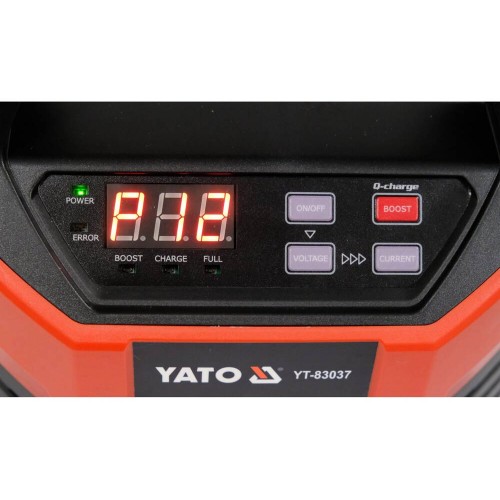 Зарядное устройство с LCD дисплеем YATO к аккумулятам 12V; 2, 6,10,15 А, MAX 300AЧ YT-83037
