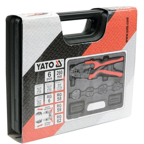 Клещи для обжима зажимных соединителей со сменными насадками (набор 5шт).YATO YT-2245