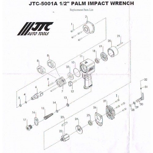 Пружина ремкомплект для пневмогайковерта 5001A JTC (5001A-15 JTC)