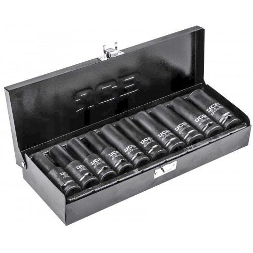 набор головок глубоких ударных 10 ед. 1/2" (6-гр.) (10 - 24 мм) JCB Tools JCB-4107-5MPB
