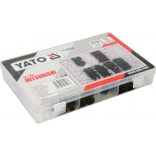 Набір кліпс MITSUBISHI, різні, 12 типорозмірів, 370 шт. YATO YT-06659