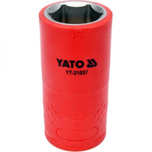Головка торцевая диэлектрическая 6-гранная YATO : квадрат 1/2", М= 17 мм, L= 55/38 мм,VDE корпус до 1000V